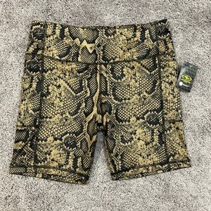 Athletic Works Snake Print Bike Shorts - Black and Gold